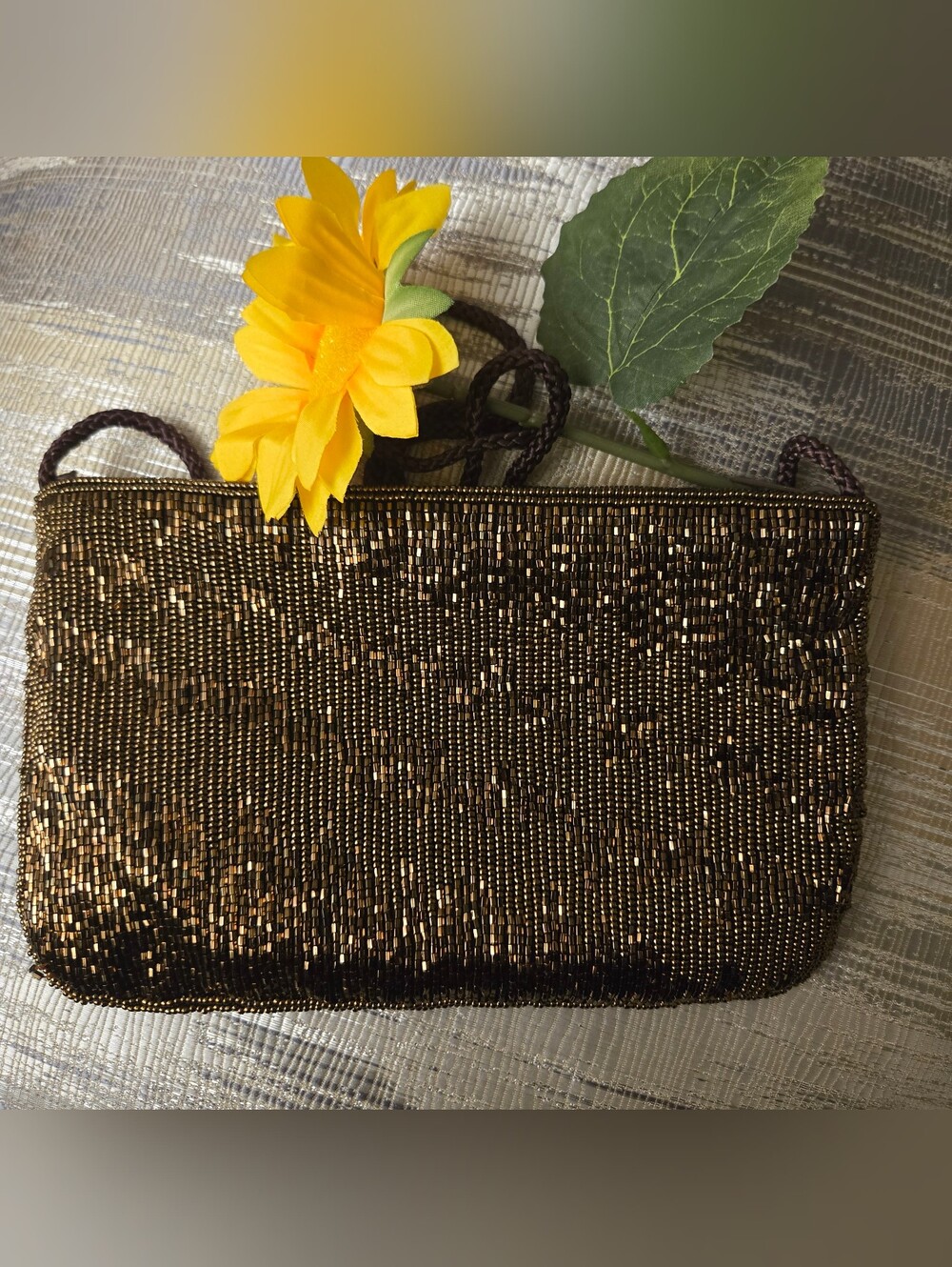 Vintage Carla Marchi Bronze Beaded Evening Hand Bag/Purse